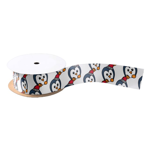 Penguin Christmas Satin Ribbon (Spool)