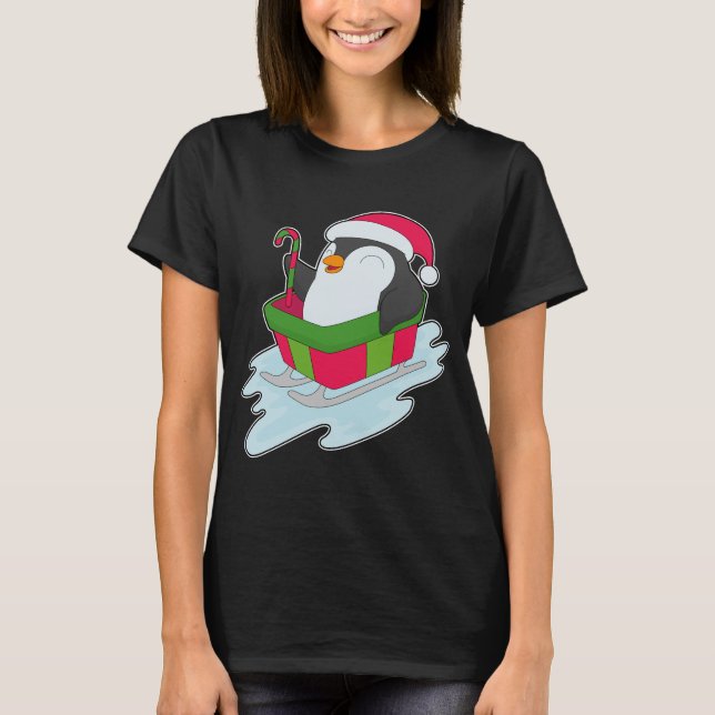 Penguin Christmas Sled T-Shirt (Front)