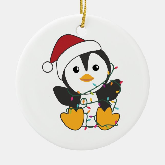 Penguin Christmas Snow Winter Animals Penguins Adu Ceramic Ornament (Front)