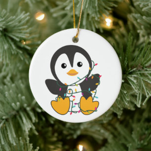 Penguin Christmas Snow Winter Animals Penguins Ceramic Ornament
