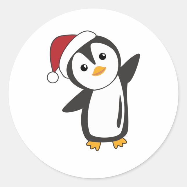 Penguin Christmas Snow Winter Animals Penguins Classic Round Sticker (Front)
