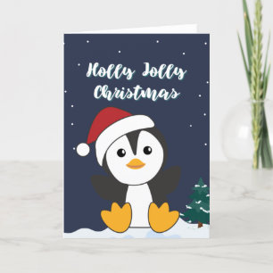 Penguin Christmas Snow Winter Animals Penguins Hol Holiday Card