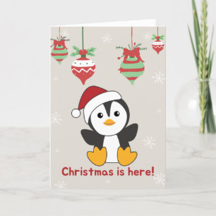 Penguin Christmas Snow Winter Animals Penguins Hol Holiday Card