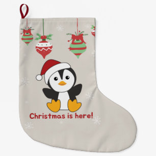 Penguin Christmas Snow Winter Animals Penguins Lar Large Christmas Stocking