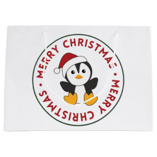 Penguin Christmas Snow Winter Animals Penguins Lar Large Gift Bag