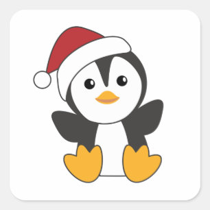 Penguin Christmas Snow Winter Animals Penguins Square Sticker