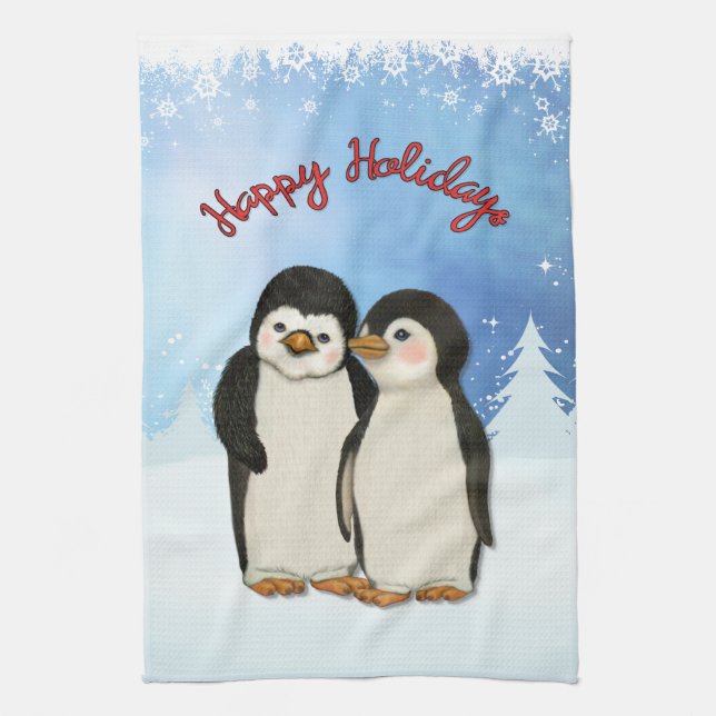 Penguin Christmas Tea Towel (Vertical)
