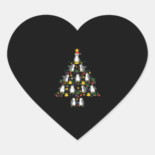Penguin Christmas Tree Penguin Christmas Lights Heart Sticker