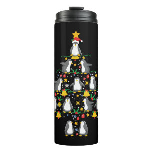 Penguin Christmas Tree Penguin Christmas Lights Thermal Tumbler