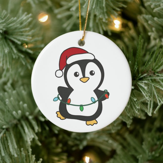 Penguin Christmas Winter Animals Holiday Penguines Ceramic Ornament (Tree)