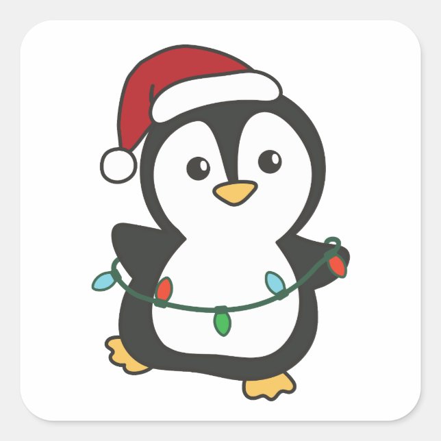 Penguin Christmas Winter Animals Holiday Penguines Square Sticker (Front)