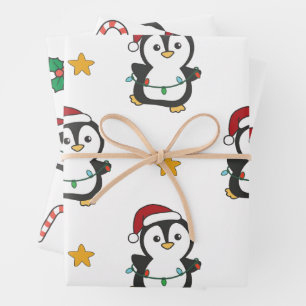 Penguin Christmas Winter Animals Holiday Penguines Wrapping Paper Sheet