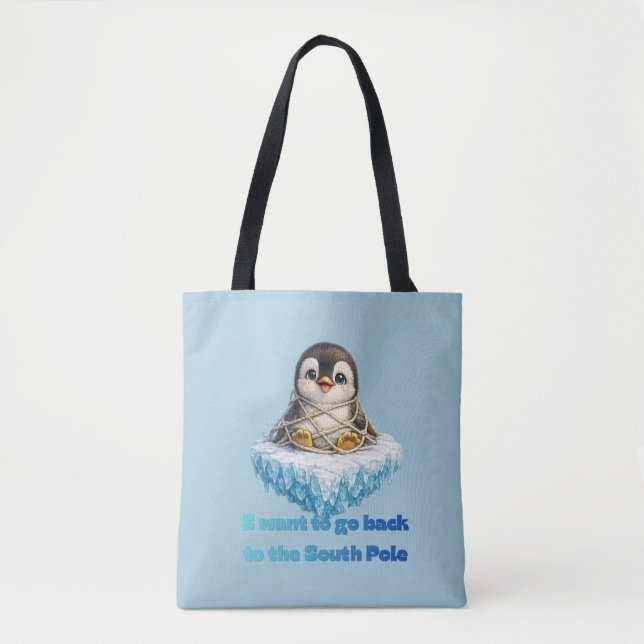 Penguin Climate Change Conservation Design Tote Bag (Front)
