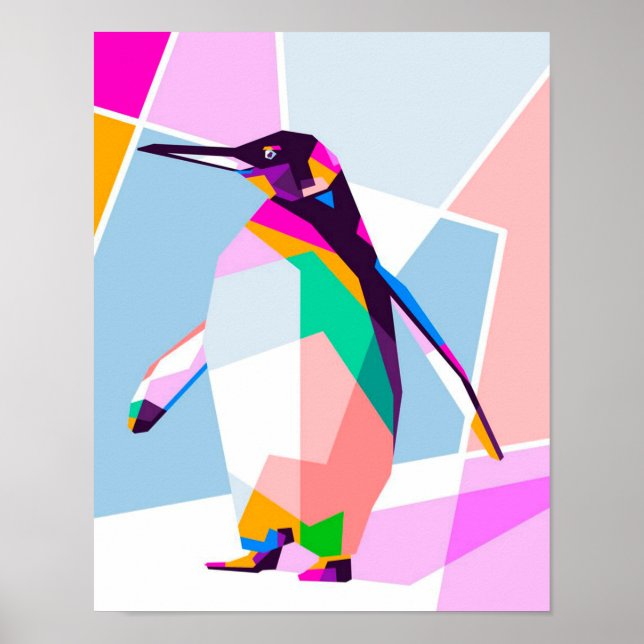 Penguin Color Geometric | Art Gift Poster (Front)