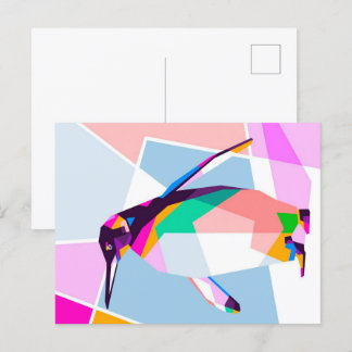 Penguin Colour Geometric | Art Gift Announcement Postcard