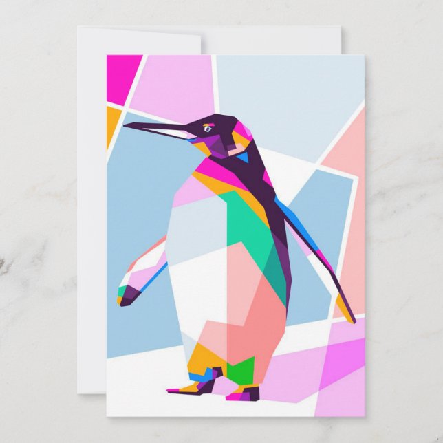 Penguin Colour Geometric | Art Gift Holiday Card (Front)
