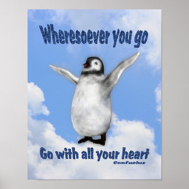 Penguin Confucius Attitude Quote Inspirational Poster (Front)