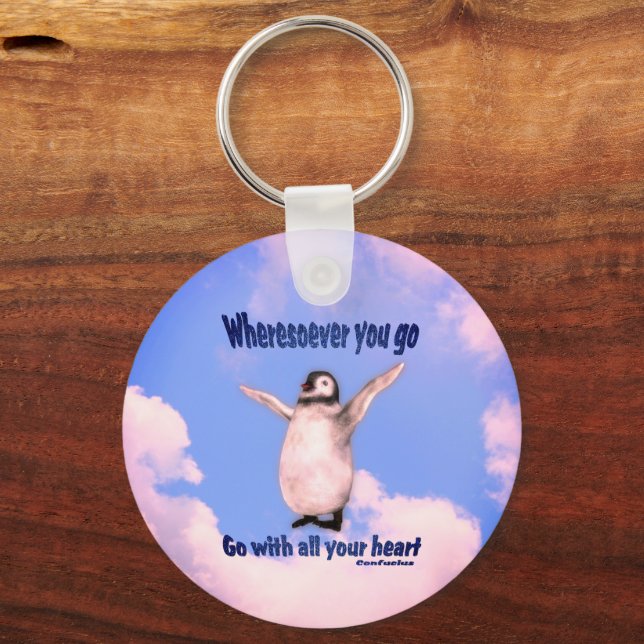 Penguin Confucius Inspirational Quote  Key Ring (Front)