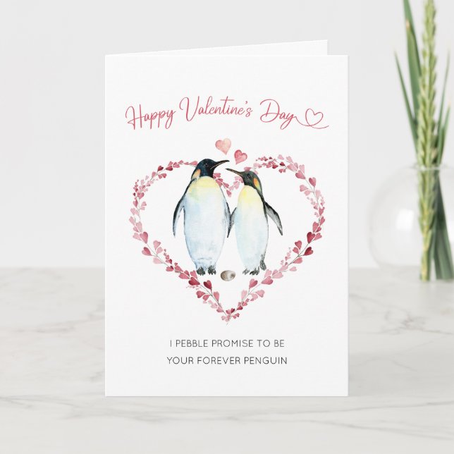 Penguin Couple in Love Happy Valentine's Day Card (Front)
