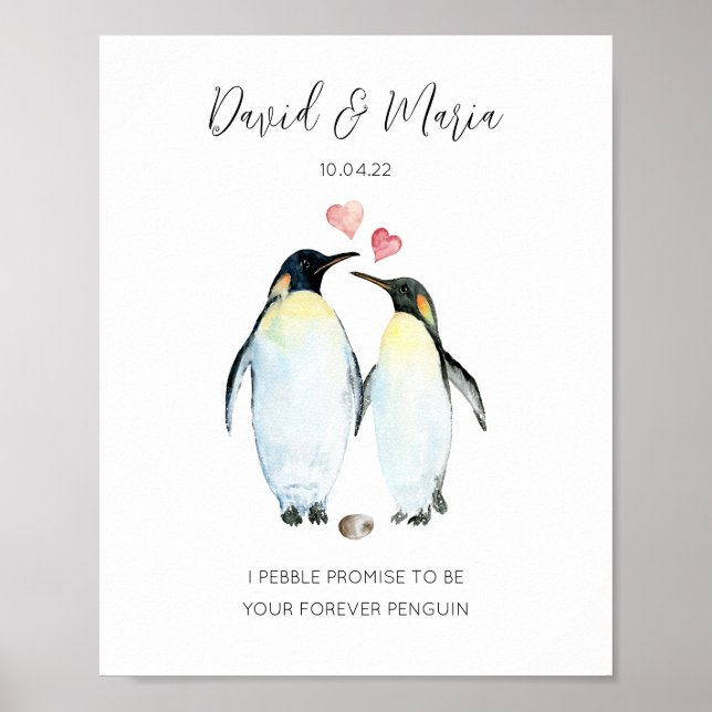 Penguin Couple Love Birds Anniversary Poster (Front)