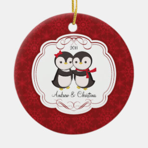 Penguin Couple Love Cute Christmas Ornament