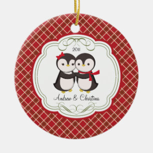 Penguin Couple Love Cute Christmas Ornament