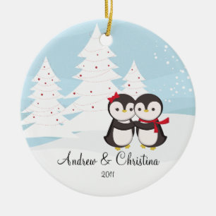 Penguin Couple Love Cute Christmas Ornament