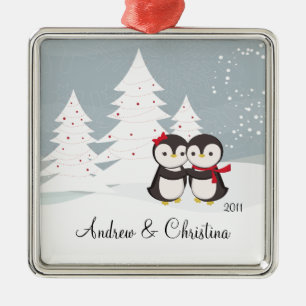 Penguin Couple Love Cute Christmas Ornament