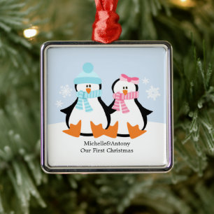 Penguin Couple Ornaments
