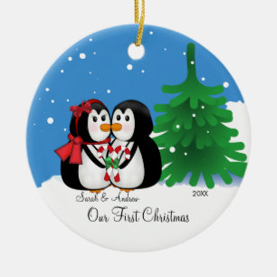 Penguin Couple Our First Christmas Ornament
