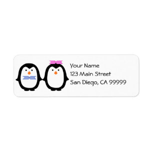 Penguin Couple Return Address Label