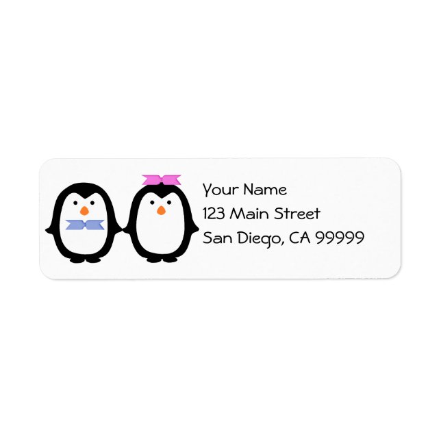 Penguin Couple Return Address Label (Front)