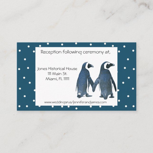 Penguin Couple Wedding enclosure cards (Front)