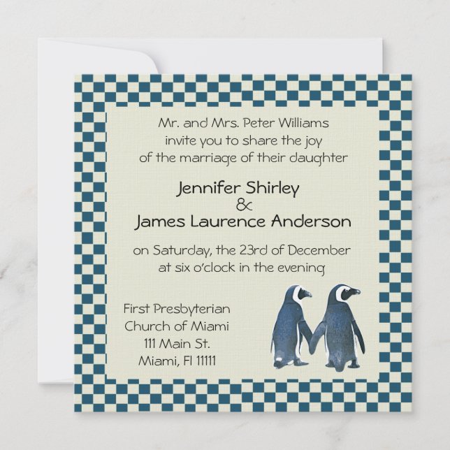 Penguin Couple Wedding Invitation (Front)