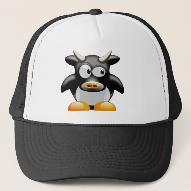 Penguin Cow With Horns Trucker Hat (Front)