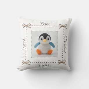 Penguin Crochet Animal Nursery Cushion Custom 