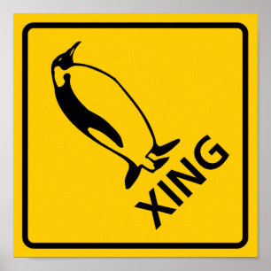 Penguin Crossing Highway Sign