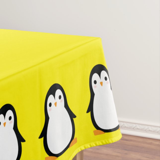 Penguin Cute Kids Birthday Party Tablecloth (In Situ)