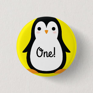 Penguin Cute Winter 1st Birthday Button Pin