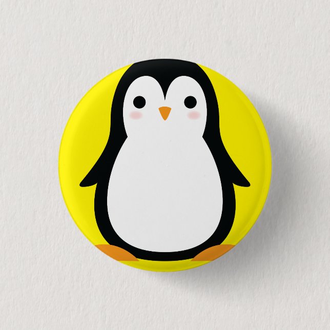 Penguin Cute Winter 1st Birthday Button Pin (Front)