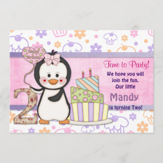 Penguin Cutie- Girl Second Invitation