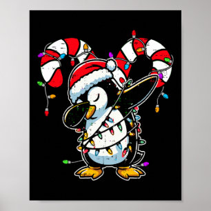 Penguin Dab Christmas Candy Cane Winter Toddler Fu Poster