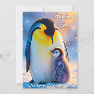 Penguin Dad with Chick Cute Card for Dad Fathers