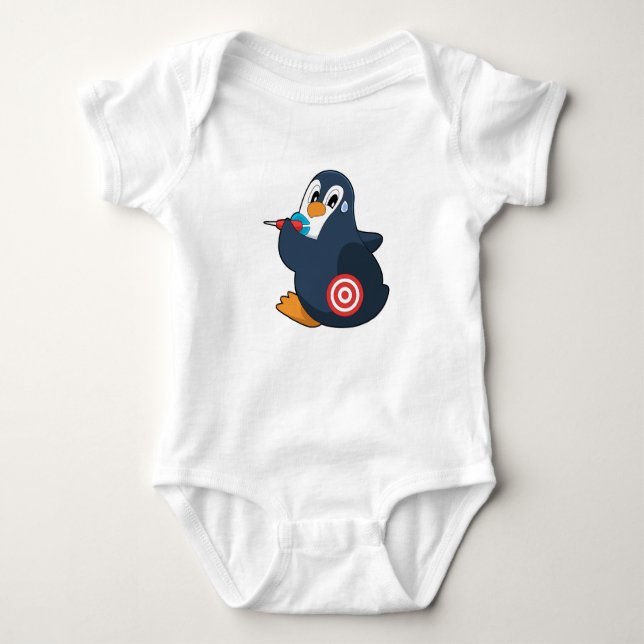 Penguin Darts Dart Dartboard Baby Bodysuit (Front)