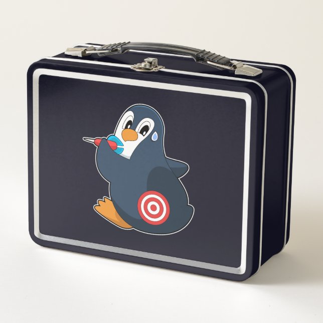 Penguin Darts Dart Dartboard Metal Lunch Box (Front)