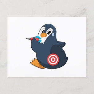 Penguin Darts Dart Dartboard Postcard