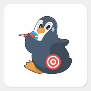 Penguin Darts Dart Dartboard Square Sticker