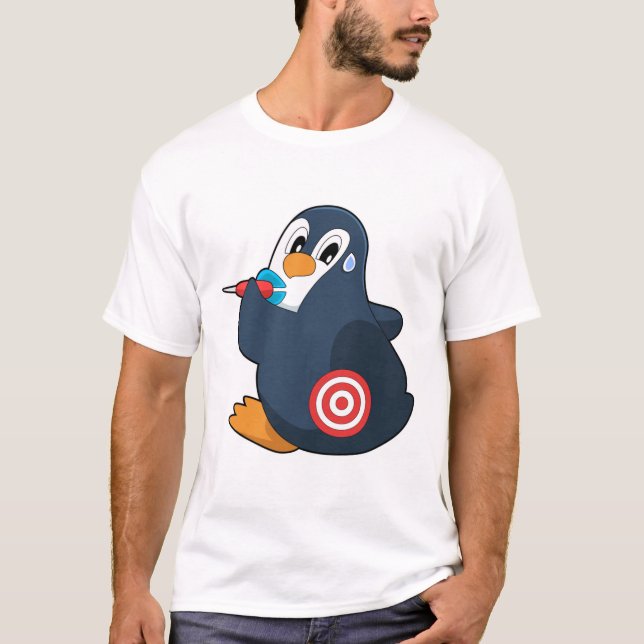 Penguin Darts Dart Dartboard T-Shirt (Front)