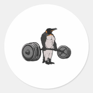 Penguin Deadlift Gym Weightlifting Powerlifting Classic Round Sticker