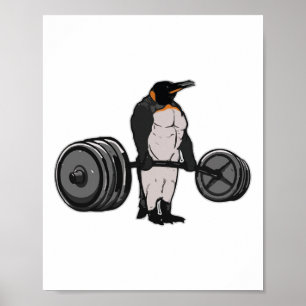 Penguin Deadlift Gym Weightlifting Powerlifting Poster